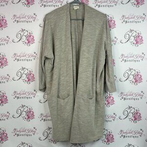 DONNI. Cardigan open front pockets beige Light Gray Women's Cardigan